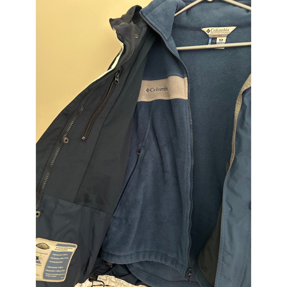 Columbia Vertex Interchange 2-in-1 Jacket Mens Medium Blue Gray Hooded Fleece - Picture 5 of 7